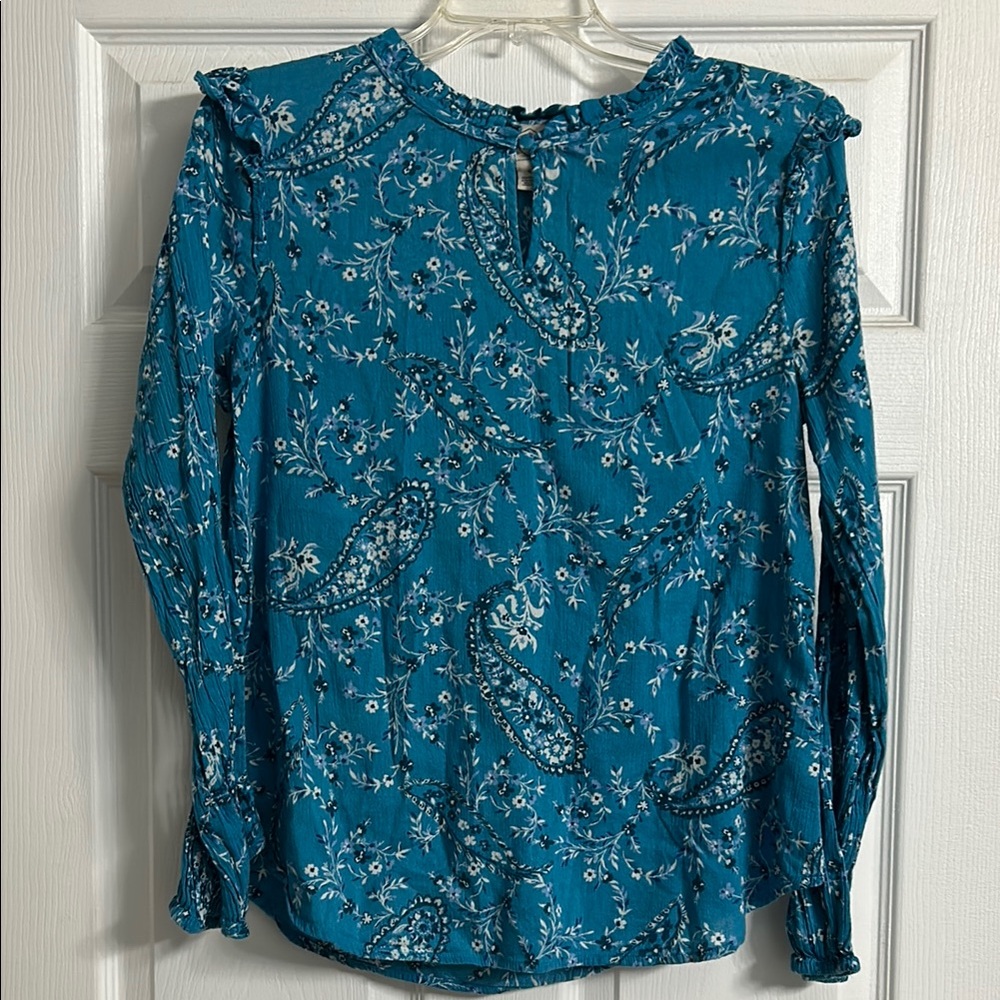 St John’s Bay Floral Blue Long Sleeve Blouse